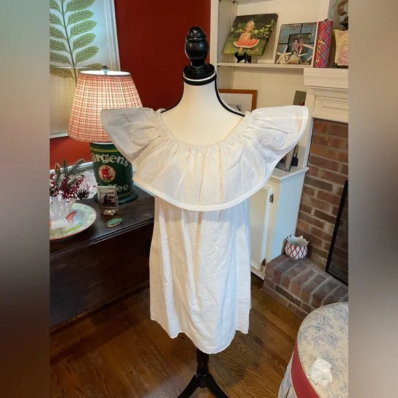 Line & Dot | Dresses | Line Dot Off Shoulder Ruffle Dress White Size Medium  | Poshmark